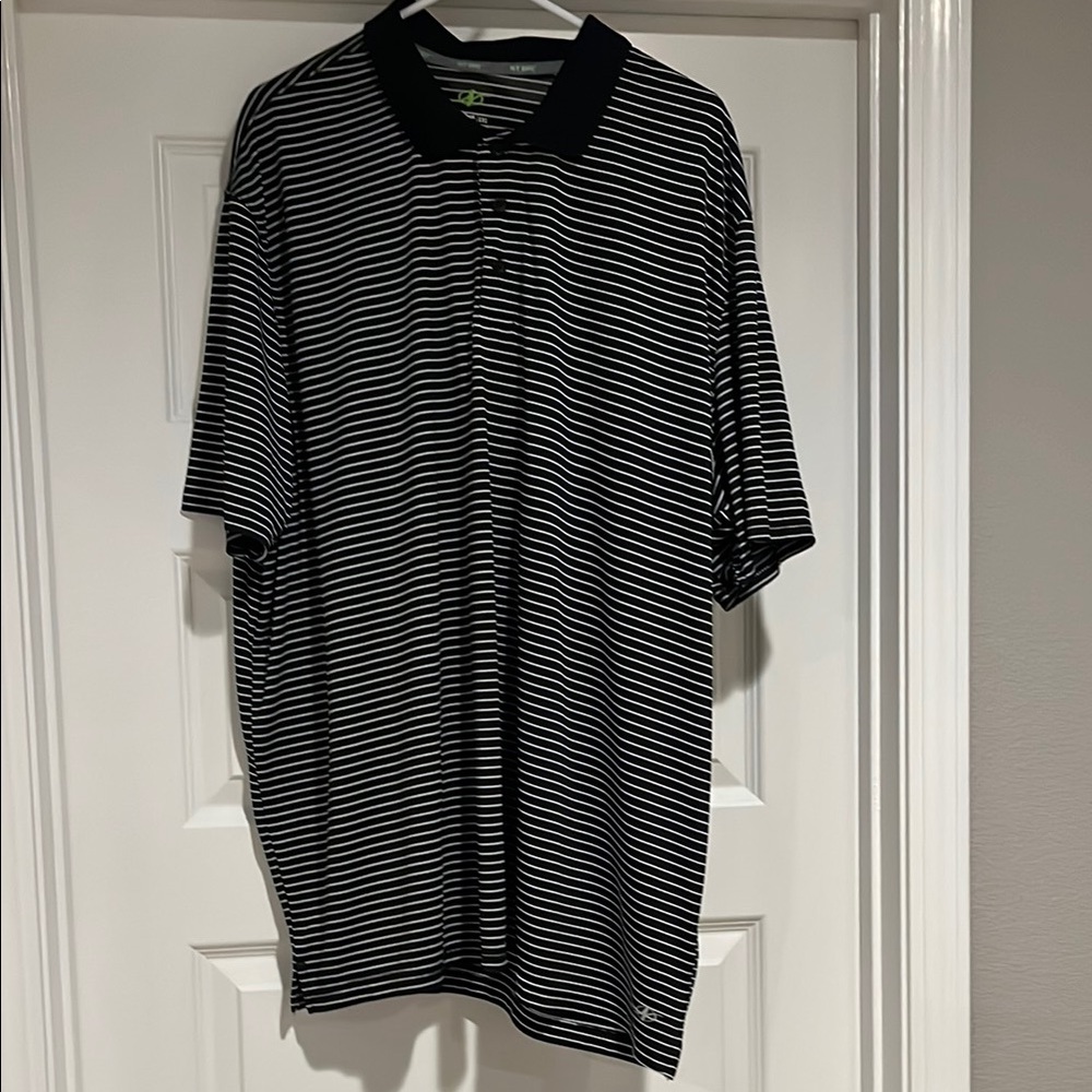 Like new black and white stripe polo shirt